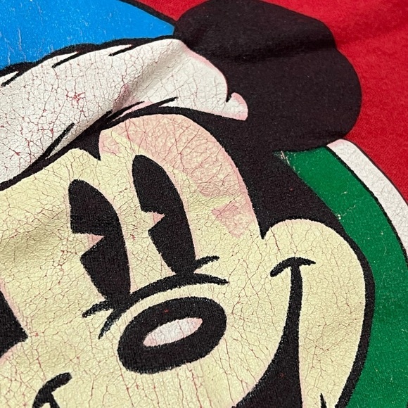 Vintage 1980s Mickey Mouse Disney Cartoon Christmas Ugly Sweatshirt - Picture 6 of 7